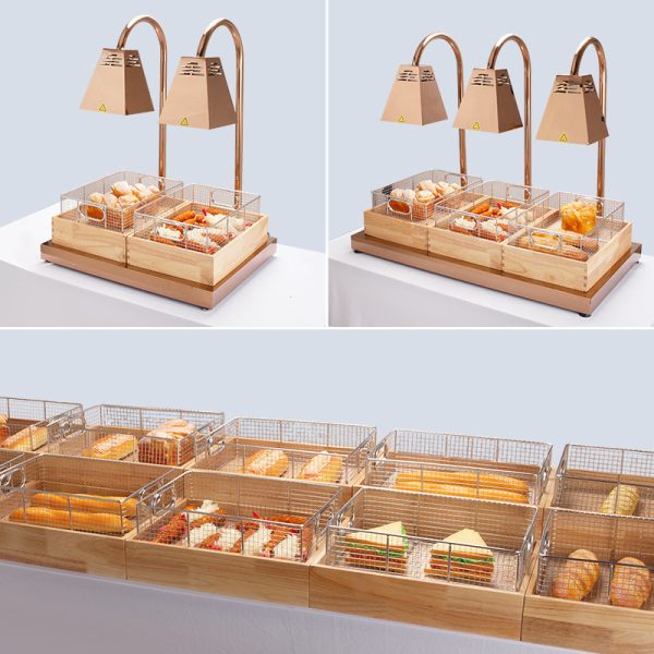 Buffet Food Insulation Lamp Catering Warm Food Potato Fritters Fried Frame Stainless Steel Basket Barbecue Heating Lamp Commercial
