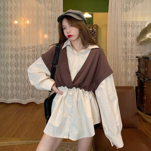 Stalls are available for spring and summer, new Korean women's long-sleeved shirts, fashionable and versatile, checked shirts, miscellaneous factory direct sales