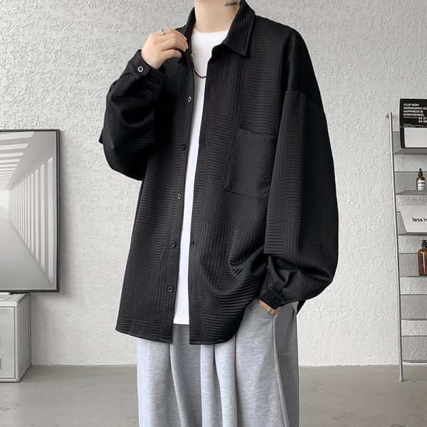 Corduroy shirt boys spring and autumn vintage American retro long sleeve shirt design sense Japanese casual jacket - Image 3
