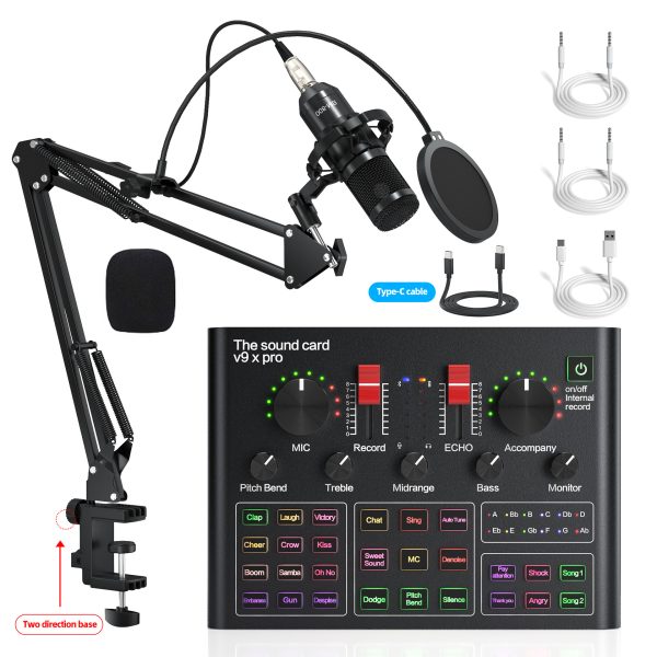 Cross-border foreign trade exclusively for V9 English live broadcast sound card complete set of equipment for mobile phones, computers, Tiktok podcasts