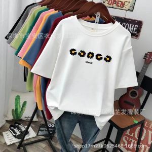 1 yuan factory direct sales source summer free shipping large size short-sleeved T-shirt women's clothing wholesale 2 yuan street stall cheap clothes