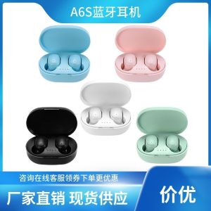 Cross-border hot sale A6S macaron mini wireless in-ear bluetooth headset sports game headset source factory