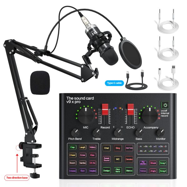 Cross-border foreign trade exclusively for V9 English live broadcast sound card complete set of equipment for mobile phones, computers, Tiktok podcasts - Image 5