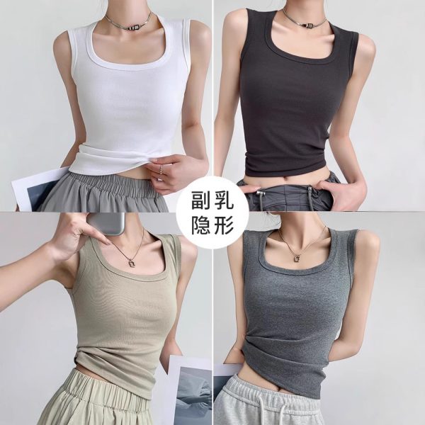 2025 summer cotton suspender wear to cover the pair of breasts ins-style racerman vest versatile undershirt female Internet celebrity with the same style - Image 3