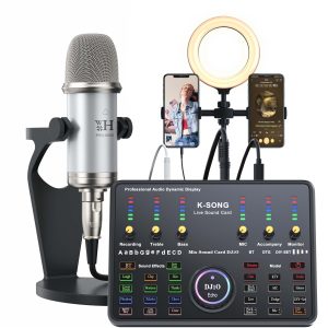 Cross-border Podcast Equipment Set Audio Interface with Cardioid Design BM800 Microphone is suitable for game streaming