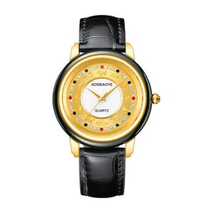 Ida Shi Hetian Jade Ink Jade Quartz Watch Zodiac Men's Watch Fully Automatic Non-mechanical Business Men's Watch