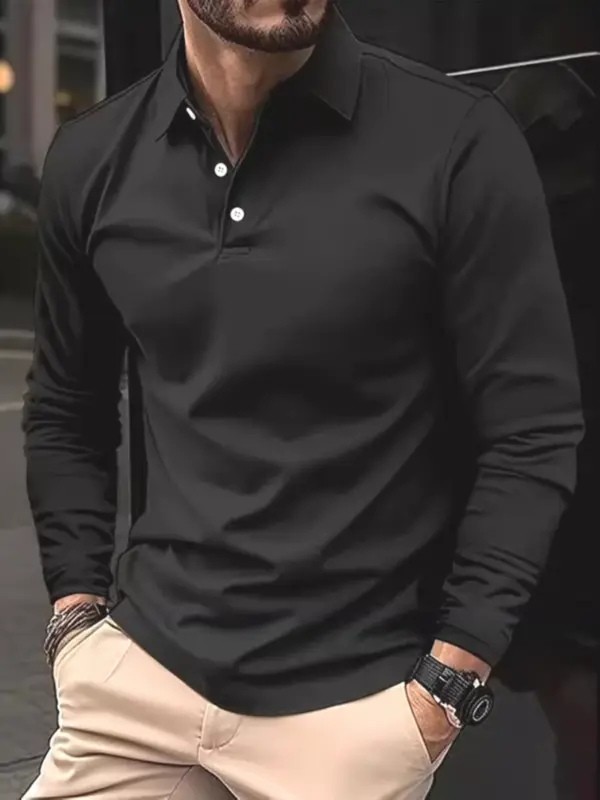 European fitness clothes, long sleeve men's quick-drying high-elastic sports polo shirt, tights, lapel T-shirt, personal trainer uniforms
