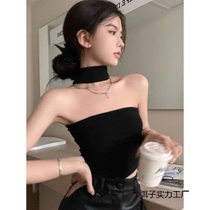 French base camisole women's inner wear pure desire to wrap breasts, sweet and hot girls wear halterneck bandeau tops outside, design sense