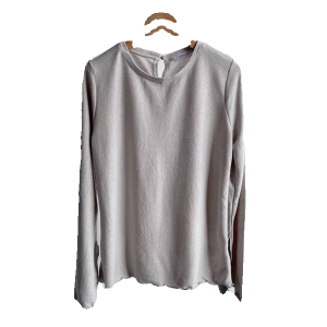 Slightly flawed spring and autumn women's round neck solid color long sleeve fungus trim t-shirt simple fashion versatile base shirt top C3