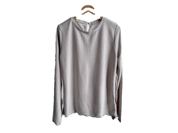 Slightly flawed spring and autumn women's round neck solid color long sleeve fungus trim t-shirt simple fashion versatile base shirt top C3 - Image 5