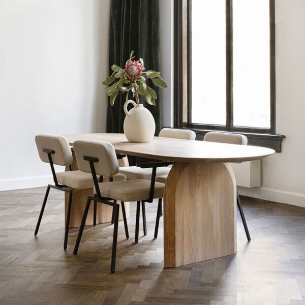 Japanese-style wabi-sabi style solid wood dining table and chairs, home small dining table, designer desk, long table, long table, log oval - Image 5
