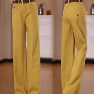 Yellow soft denim straight-leg pants women's spring and autumn 2025 new popular sycamore women's pants casual narrow wide-leg pants