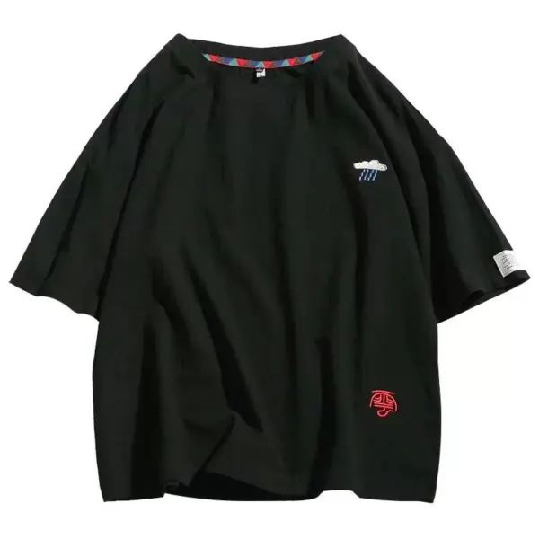 Embroidered cotton and linen short sleeve t-shirt Chinese style men's summer thin loose large size clothes cotton linen half sleeve shirt - Image 5