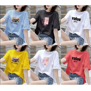 1688 New Women's T-Shirt 9.9 Free Shipping One Piece Drop Shipping Stall 2025 Summer Cotton Plus Size T-Shirt Wholesale