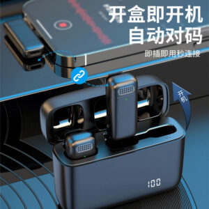 K6K5 Intelligent Noise Cancelling Wireless Lavalier Microphone with Charging Compartment HD Recording Portable Design