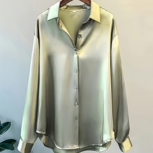 Elegant Office Lady Blouses Autumn Winter Long Sleeve Cross Border
