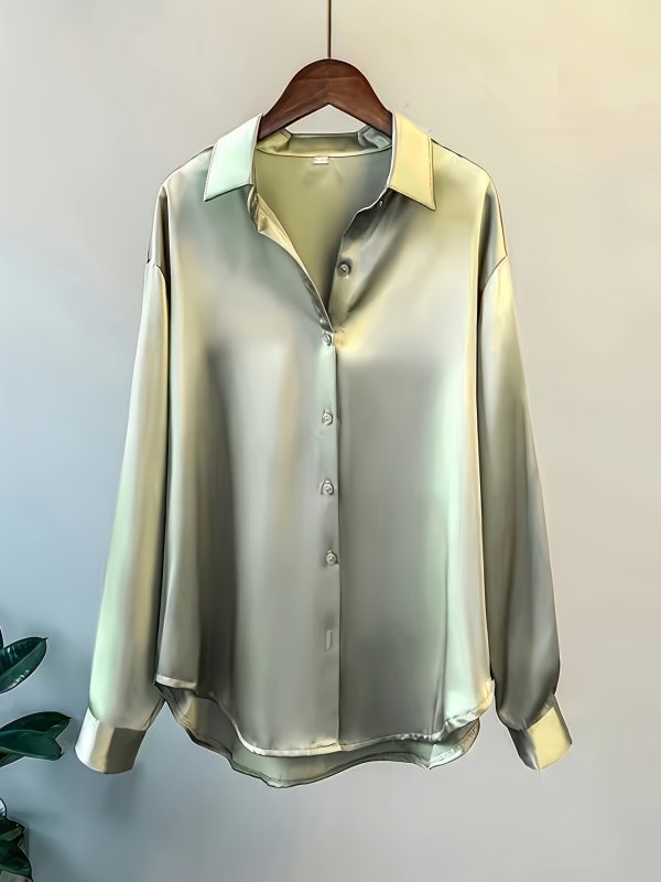 Elegant Office Lady Blouses Autumn Winter Long Sleeve Cross Border - Image 4