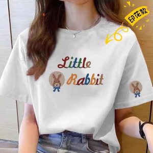 Wholesale Cotton Short Sleeve T-Shirt Women's 2025 Summer New Loose Plus Size Half Sleeve Crew Neck Couple Casual Top Tide