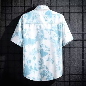 Hong Kong style loose short sleeve floral shirt men's Hawaiian Thai seaside beach shirt Japanese ins handsome tide top