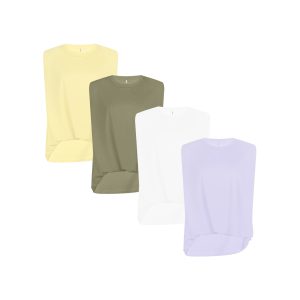 MEIYANG Wave Flower Vest Tencel Cotton _Row Style Simple Round Neck Sleeveless Flower Bud Top - Tuesday