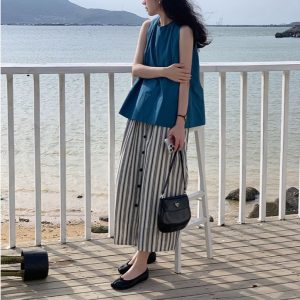 Ramesse | Island Town Peacock Blue Simple Crew Neck Solid Color Tank Top Summer Sleeveless Top