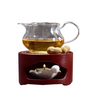 Coffee heating glass pot openwork base restaurant candle heating flower tea insulated tea set ceramic tea warming stove