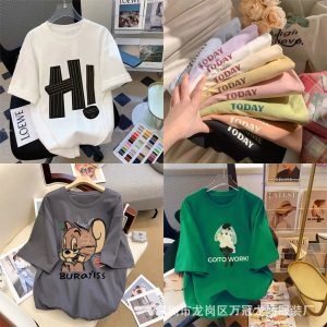 2025 summer new korean version plus size women's short sleeve t-shirt women's loose half-sleeved women's base shirt foreign trade stall