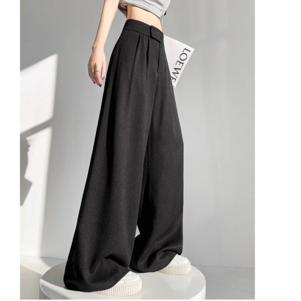 Real shot of ice silk cotton and linen suits, wide-leg pants, women's summer high-waisted drape, linen loose hem slacks, floor-length pants - Image 4