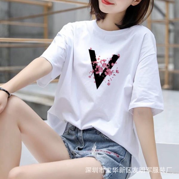1688 New Women's T-Shirt 9.9 Free Shipping One Piece Drop Shipping Stall 2025 Summer Cotton Plus Size T-Shirt Wholesale - Image 3