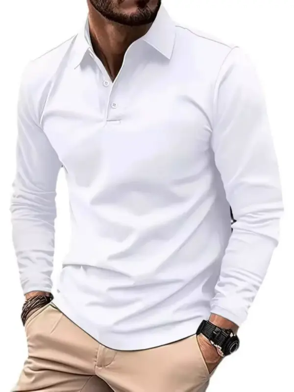 European fitness clothes, long sleeve men's quick-drying high-elastic sports polo shirt, tights, lapel T-shirt, personal trainer uniforms - Image 3