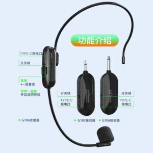 Wearable wireless microphone, teacher megaphone, UHF professional grade conference performance, singing, bluetooth headset