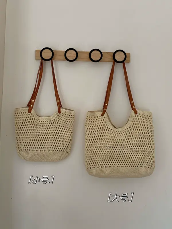 Large Capacity Bag Women's 2025 New Versatile One Shoulder Seaside Resort Beach Bag Woven Straw Commuter Tote Bag - Image 5
