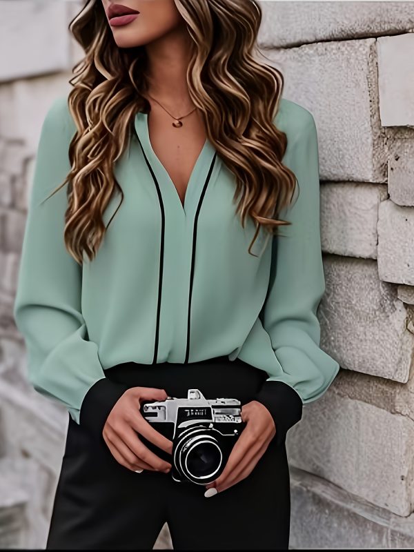 Elegant Office Shirt Polyester Women's Elegant Office Cross Border - Image 2