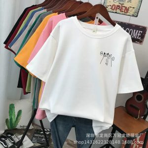 Women's clothing stall source Summer new Korean version of the short sleeve t-shirt women's plus size print fashion loose body shirt top