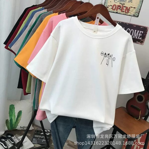 Women's clothing stall source Summer new Korean version of the short sleeve t-shirt women's plus size print fashion loose body shirt top