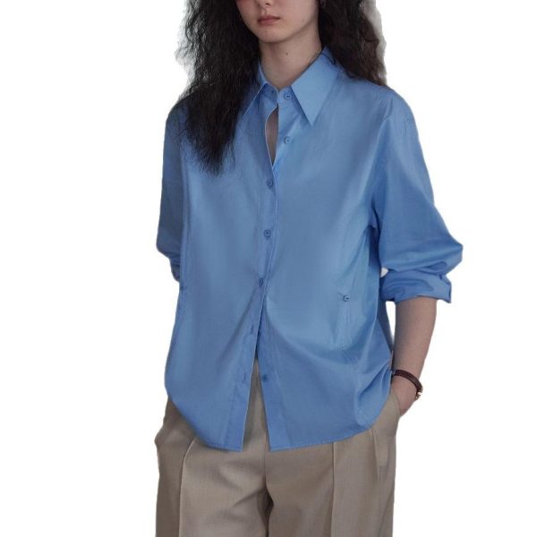 60 counts organic cotton waist two wear three-open body three-dimensional cut office siren style shirt top woman - Image 5
