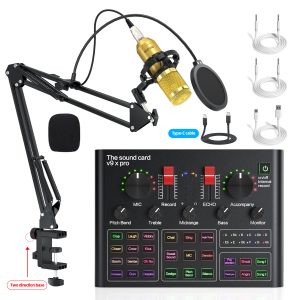 Cross-border foreign trade exclusively for V9 English live broadcast sound card complete set of equipment for mobile phones, computers, Tiktok podcasts
