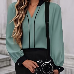 Elegant Office Shirt Polyester Women's Elegant Office Cross Border