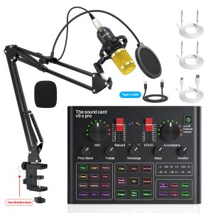 Cross-border foreign trade exclusively for V9 English live broadcast sound card complete set of equipment for mobile phones, computers, Tiktok podcasts