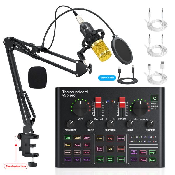 Cross-border foreign trade exclusively for V9 English live broadcast sound card complete set of equipment for mobile phones, computers, Tiktok podcasts - Image 2