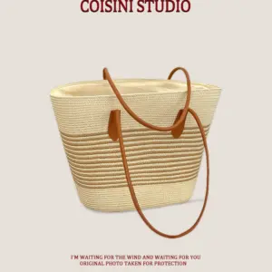Hand-woven bag, large capacity straw handbag, women's sunshade straw hat, casual fashion and versatile shoulder bag