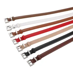 Niche silver pin buckle leather women's belt texture versatile jeans trousers cowhide thin belt women's ins