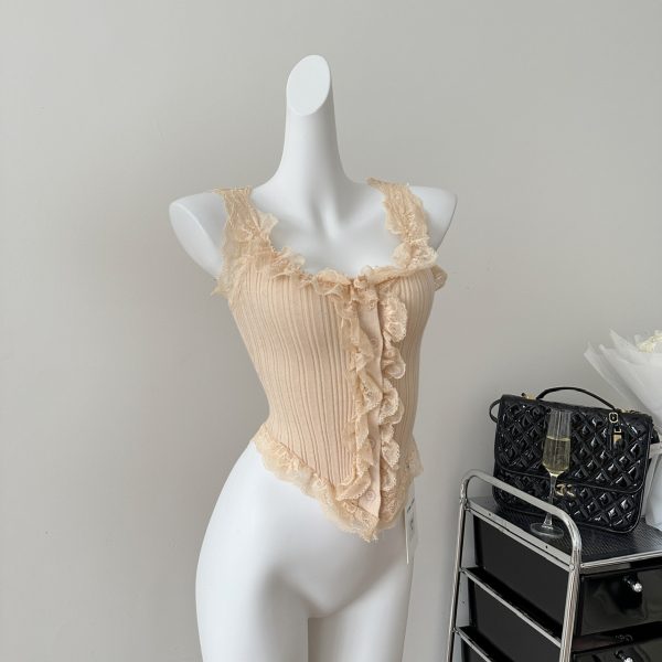 Lace sleeveless vest women's summer new pure lust knit sweater top layer - Image 4
