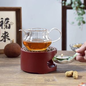 Coffee heating glass pot openwork base restaurant candle heating flower tea insulated tea set ceramic tea warming stove