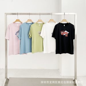 2025 new plus-size women's top short-sleeved T-shirt Korean version women's crew neck base shirt street stall wholesale live broadcast