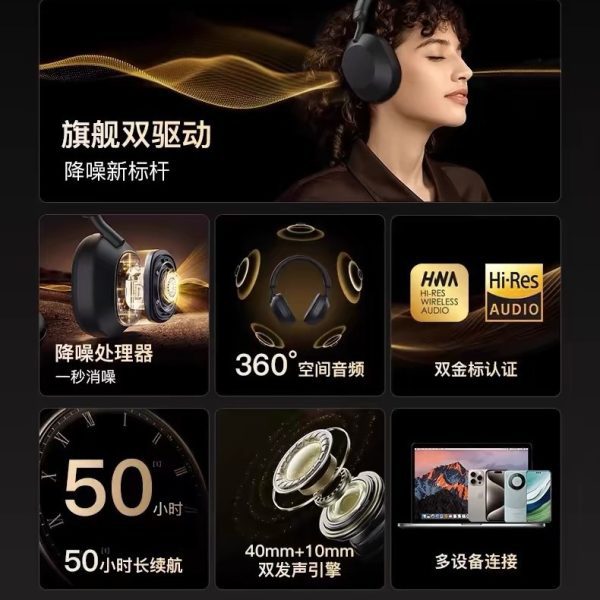 WH-1000XM5 head-mounted wireless Bluetooth headset cross-border version is a popular foreign trade hot-selling high-quality light luxury model - Image 2