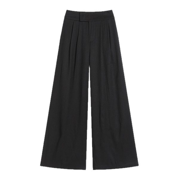 Real shot of ice silk cotton and linen suits, wide-leg pants, women's summer high-waisted drape, linen loose hem slacks, floor-length pants - Image 5