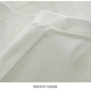 Heavyweight Xinjiang combed cotton bag collar edge pure white short-sleeved T-shirt men and women summer loose large size round neck T-shirt casual