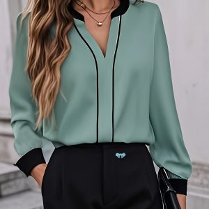 Elegant Office Shirt Polyester Women's Elegant Office Cross Border