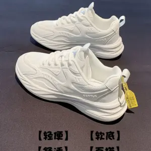 Soft-soled sneakers women's 2025 new spring/summer casual women's shoes ultra-light white lightweight shock-absorbing running shoes